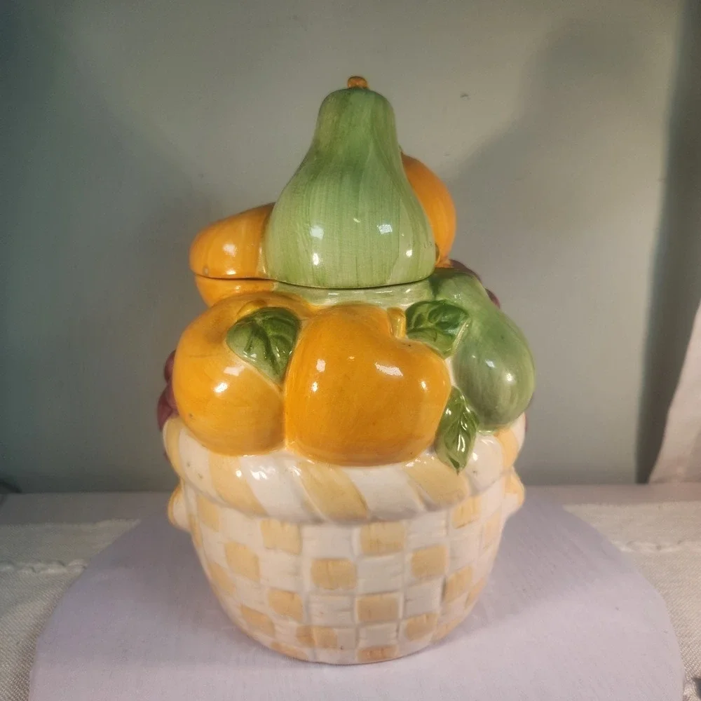 Vintage Cookie Jar Fruit In A Basket 10